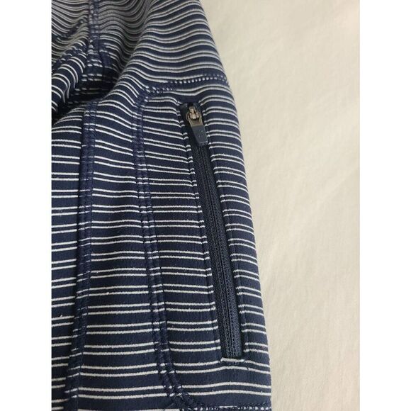 Athleta Full‎ Zip Hoodie Women's 2XS Blue Striped Fleece Lined Polyester Blend - Picture 6 of 7